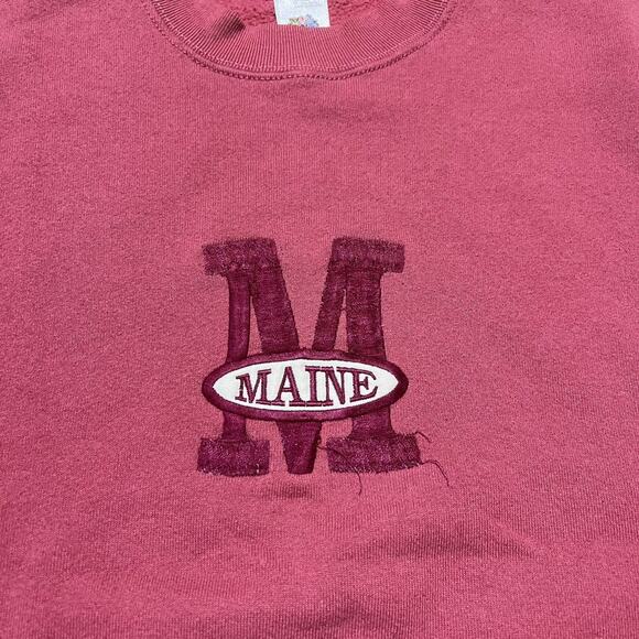 Vintage 90s Maine Red Embroidered Tourist Sweatshirt - Picture 2 of 3